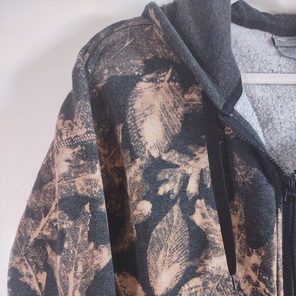 Champion Black Zip Hoodie with Tan Leaf Print - Picture 3 of 11